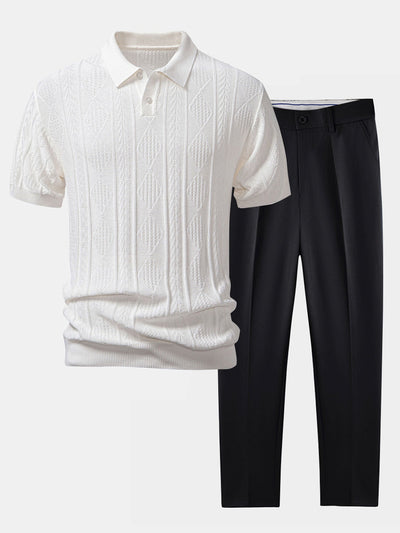 POLO EN JACQUARD GÉOMÉTRIQUE & PANTALON SLIM FIT FUSSELÉ