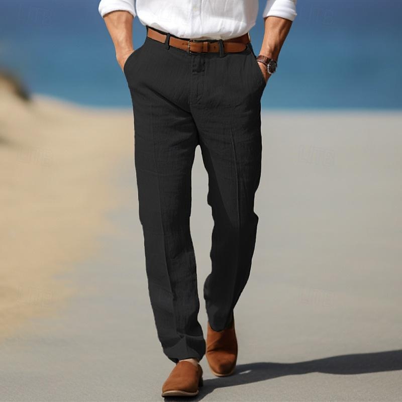 PANTALON HOMME LUXE EN LIN PREMIUM (AVEC PASSANTS POUR CEINTURE)